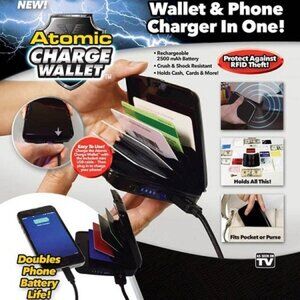 AS SEEN ON TV ATOMIC CHARGE WALLET & PHONE CHARGER IN ONE! (NEW WITH TAGS)